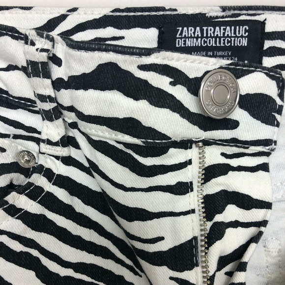 Zara Black/White Zebra Print High-Rise Skinny Jeans Size 2 - Picture 5 of 7